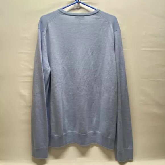 Express V-Neck Sweater Men's XL Light Blue Extra Fine Merino Wool Pullover EUC - Picture 4 of 8